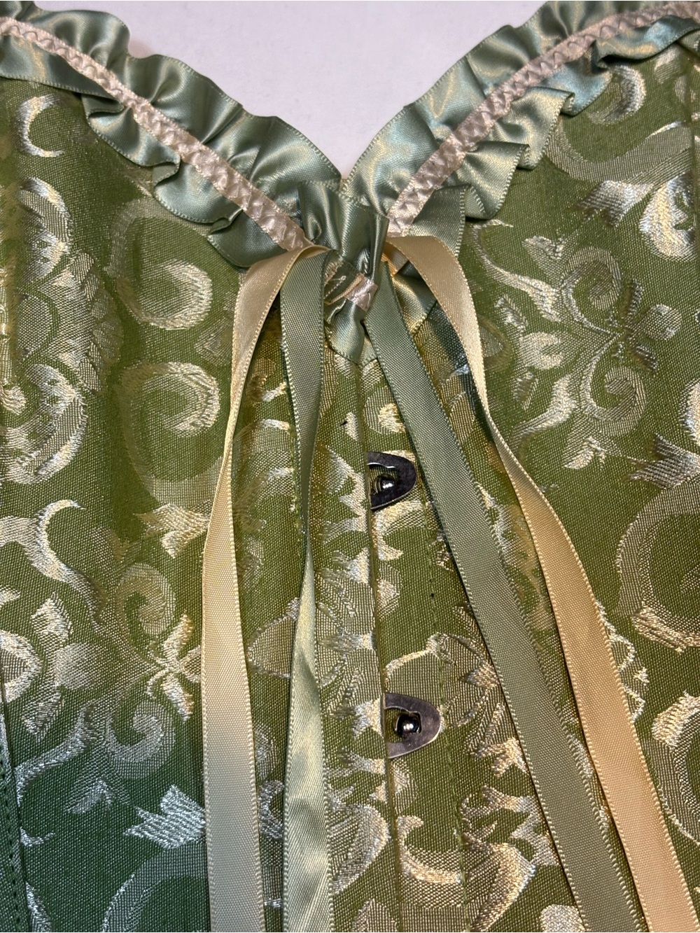 Palace Style Lace Up Body Shaping defines waist green satin xl - Picture 9 of 13
